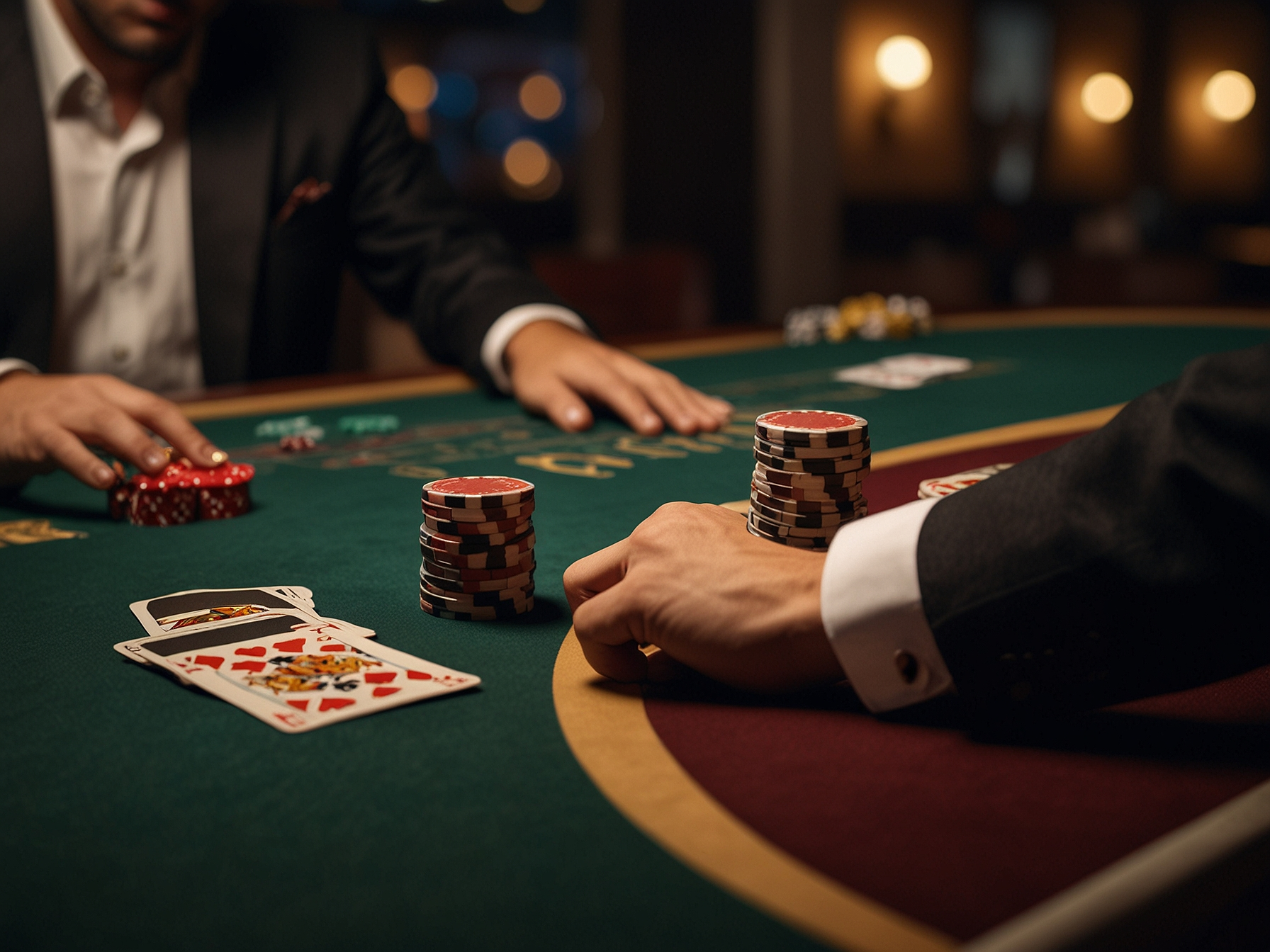 Blackjack table with dealer
