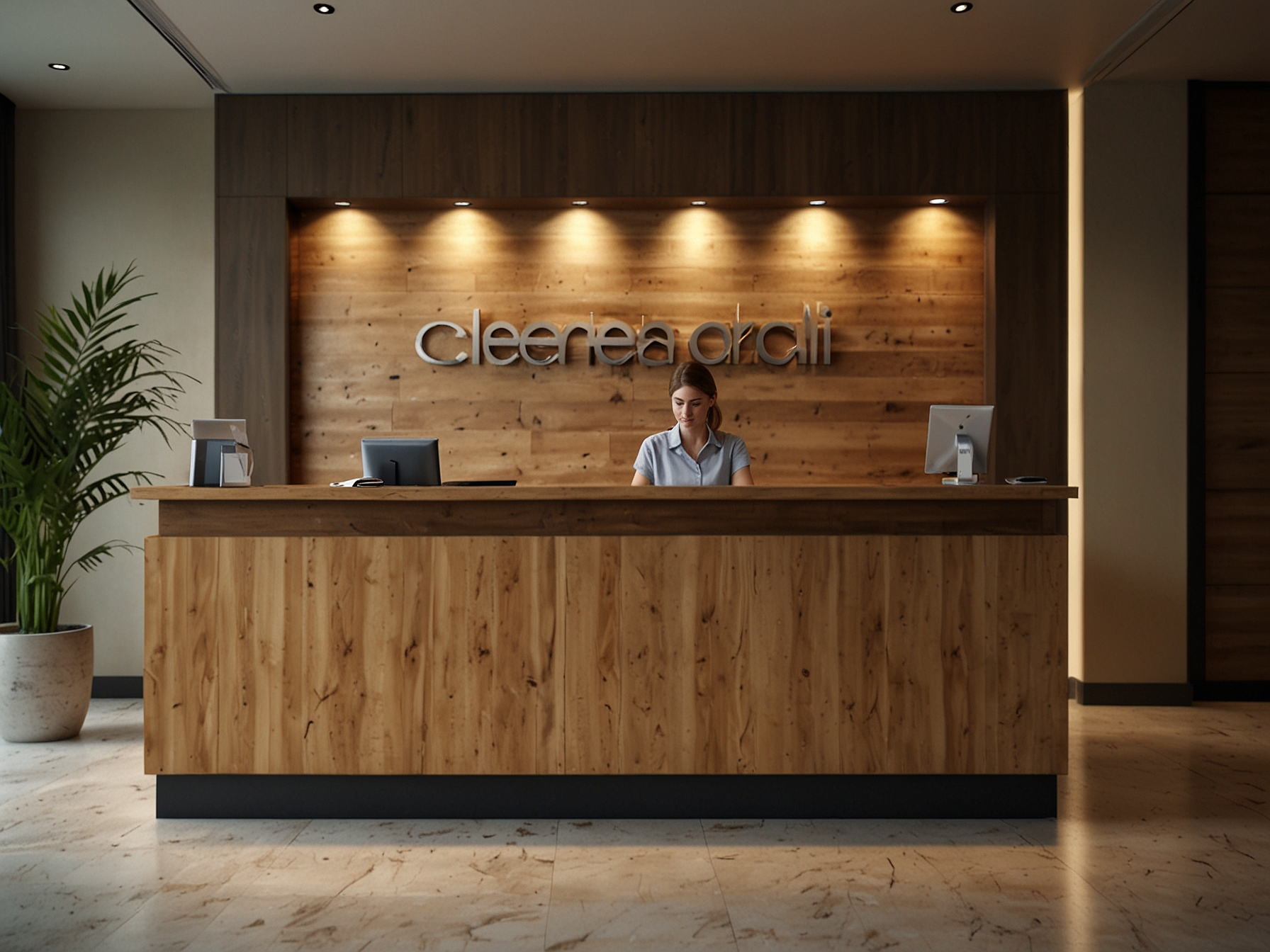 Reception check-in scene