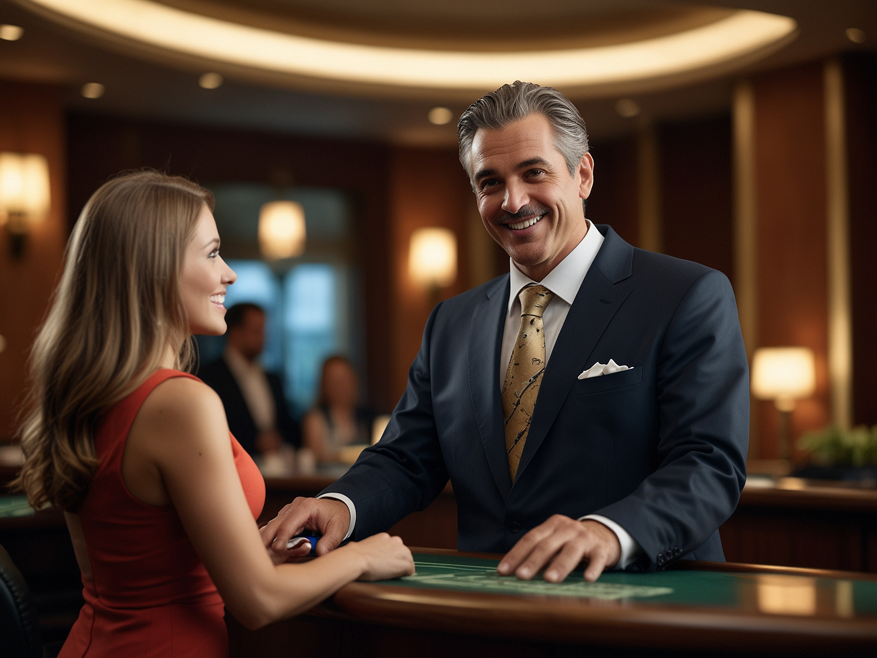 Host welcoming guest to register